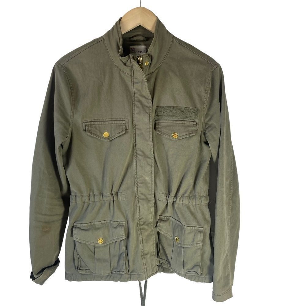Guess Army Green Drawstring‎ Waist Utility Jacket Sz M